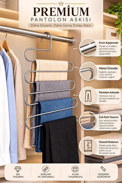 UG Home 5-Tier Metal Pants Hanger Closet Clothes Hanger Garment Scarf Foulard...