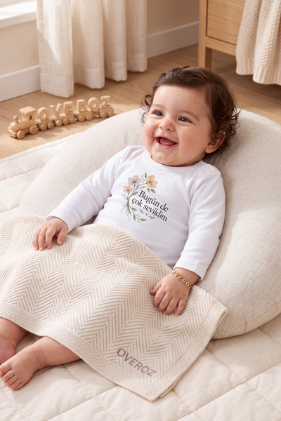 Overoz Long Sleeve White Baby Bodysuit I'M Also Loved Today Floral Printed Sn...