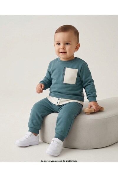 Egelite Boy's 1-2-3-4 Years Old Winter 3 Threaded Knitted 2-Piece Top and Bot...