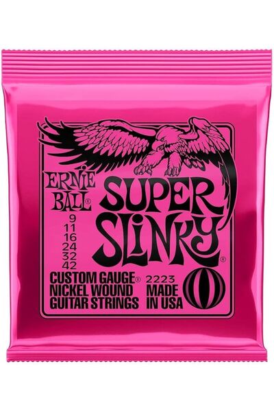 Ernie Ball P02223 Super Slinky Nickel Wound Electric Guitar Strings, 9-42 (2 ...