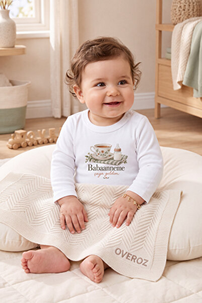 Overoz Long Sleeve White Baby Bodysuit with "I Came to Your Grandma's House" ...