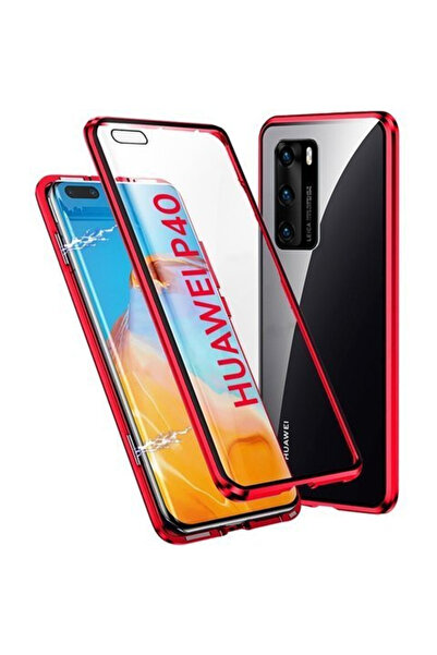 dr. fit Dr.Fit Carcasă magnetică dublu-adezivă din sticlă pentru Huawei P40 Roșu