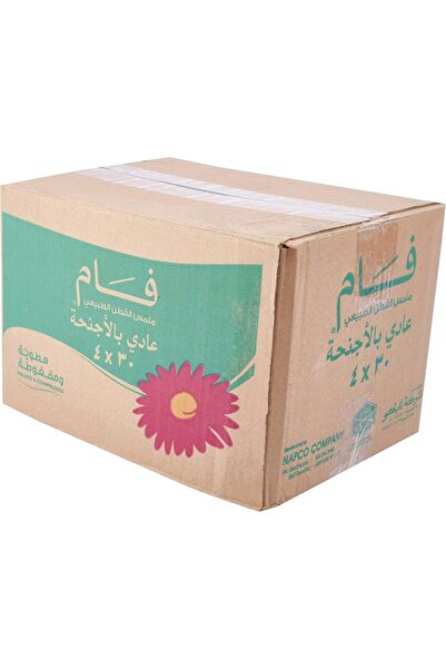 Fam Protect مجموعة فام من 4 قطع من الفوط الصحية ثلاثية الطي عادية - 120 قطعة