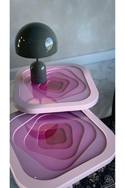 Ovo Vortex 2'li Zigon Sehpa Seti (Cam Üst Yüzey)