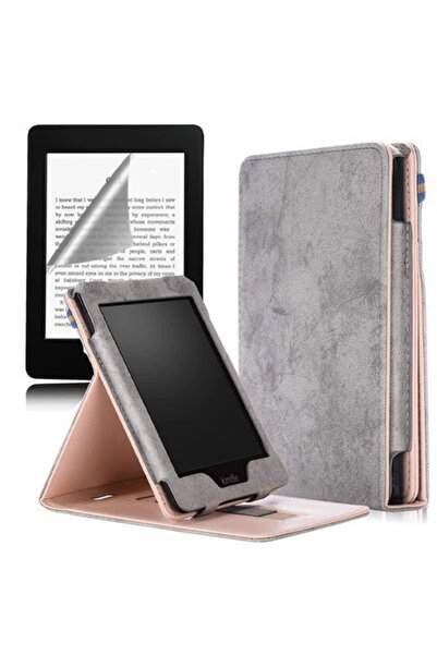 ALOGY Husă subțire din piele pentru Kindle Paperwhite 4 2018/2019 Gri + Folie