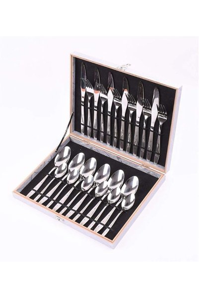 Ayshe Home Concept Home Concept 24-Piece Stainless Steel Cutlery Set Silver, ...