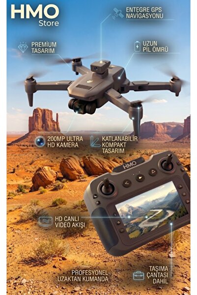 HMO Store Profesyonel 200 MP 4K UHD Ekranlı Kumandalı Drone, 1+ KM GPS, 25 Dk...