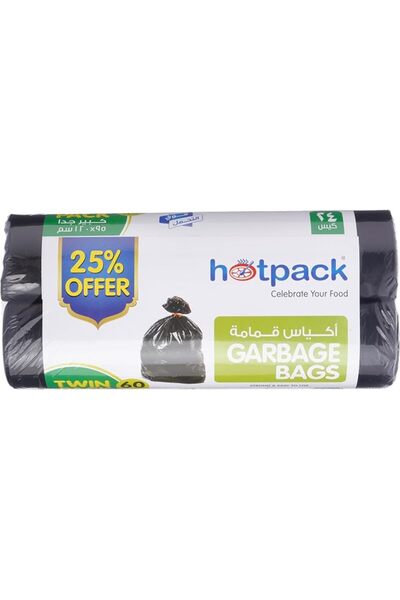 Hotpack لفة أكياس قمامة، سعة 60 جالون، 95 × 120 سم - 24 كيسًا