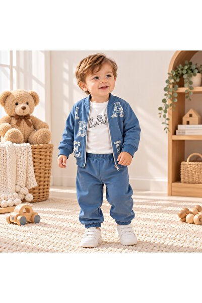 Zabel Bebe %100 Pamuk Erkek Bebek Baskılı 3'lü Takım