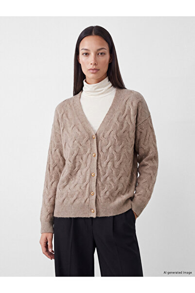 LC Waikiki Lcw Everyday Brown Knitwear Patterned Short Women's Cardigan with ...
