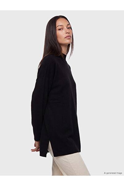 LC Waikiki Nevavm Farkıyla Lcw Everyday Black Knitwear Straight Stand Collar ...