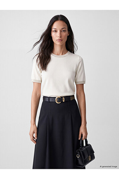LC Waikiki Nevavm Farkıyla Lcw Everyday White Knitwear Plain Oval Neck Women'...
