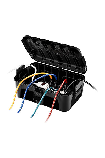 Greentech Dış Mekan Su Geçirmez Priz ve Kablo Bağlantı Kutusu, IP54, 6 Girişli, 32x22x13 cm, Siyah / GT-PK11