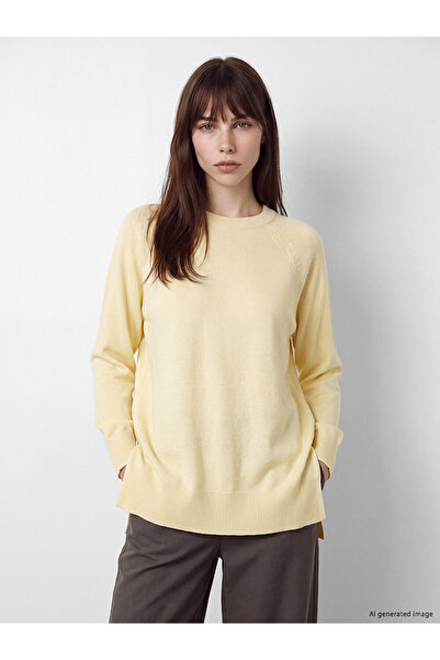 LC Waikiki Nevavm Lcw Modest Yellow Knitwear Plain Loose & Baggy Women's Tuni...