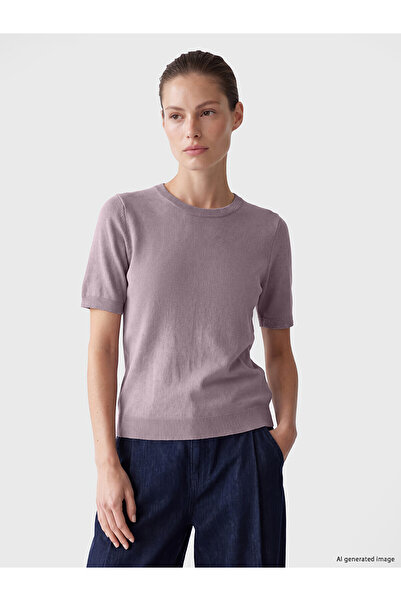LC Waikiki Nevavm Farkıyla Lcw Everyday Lilac Knitwear Plain Oval Neck Women'...
