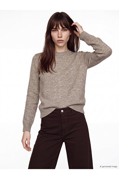 LC Waikiki Nevavm Farkıyla Lcw Everyday Brown Oval Collar Women's Knitwear Sw...