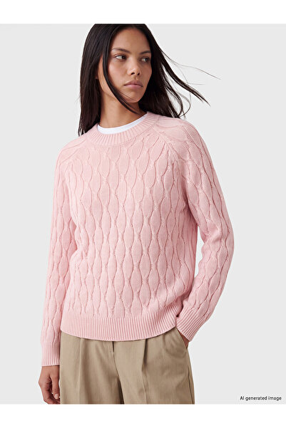 LC Waikiki Nevavm Lcw Modest Pink Knitwear Patterned Oval Neck Women's Sweate...
