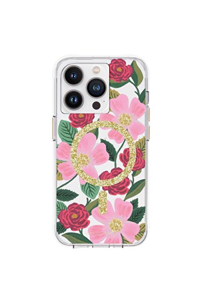 Rifle Paper Husă transparentă MagSafe pentru iPhone 14 Pro cu decorație aurie...
