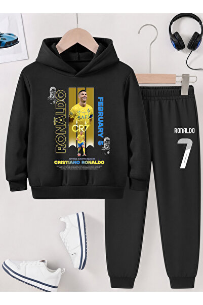 STİL-X Ronaldo Printed Boys' Tracksuit, 3-Yarn Shardooned Fabric
