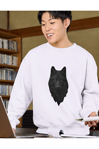 Beyaz unixex pamuklu dtf baskılı Sweatshirt