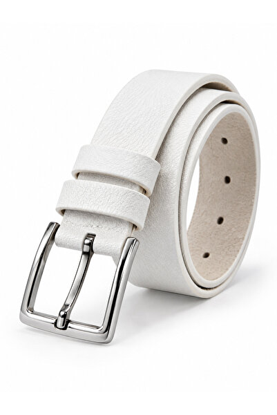 derikem Men's 3.5 cm Classic White Belt 100% Genuine Classic Men's Buffalo Le...