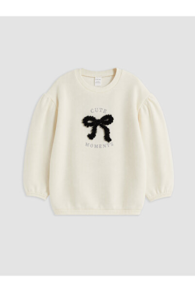 LC Waikiki Alita City Lcw Baby Ecru Bowknot Sweatshirt for Girls