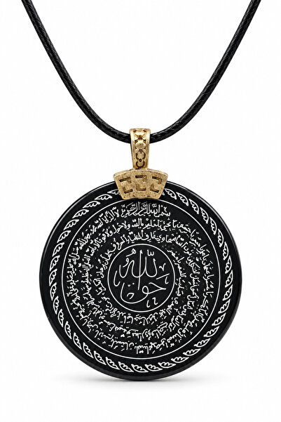 AYDESİA Black Agate Stone Natural Stone Pendant with Hakkani Seal and Na'L-I ...