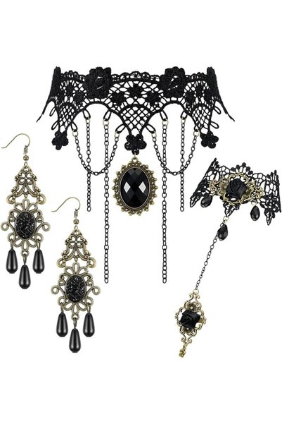 AZONEE Gothic Jewelry Accessories for Women, Gothic Lace Choker Vintage Lace ...