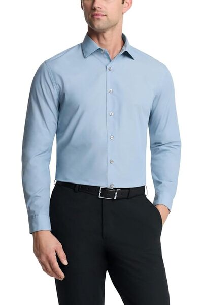 Kenneth Cole New York قميص رجالي من كينيث كول بقصة عادية ولون موحد (عبوة من ق...