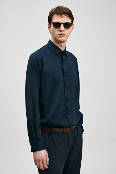 Lufian Armada Men's Basic Shirt Regular Fit Navy Blue