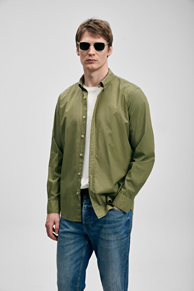 Lufian Miguel Men's Basic Shirt Regular Fit Green