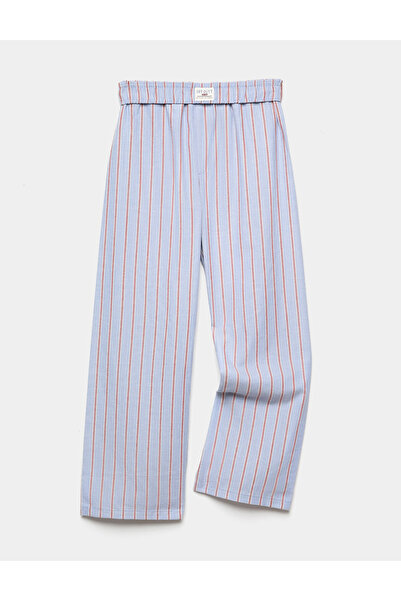 Marks & Spencer Saf Pamuklu Çizgili Dokuma Çocuk Pijama Altı