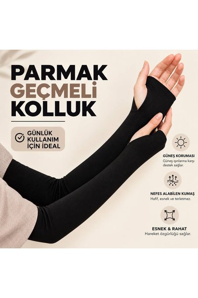 Genel Markalar Lüks Tesettür Parmak Geçmeli Kolluk 1 Çift