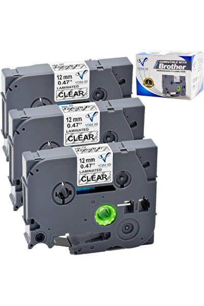 Generic 3 عبوات من شريط الملصقات أسود على خلفية شفافة 12 مم × 8 متر - بديل لش...