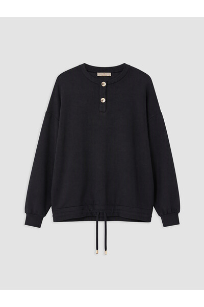 LC Waikiki Two Mt Shop Quality Natuvera Navy Blue Oval Collar Women's Sweatshirt