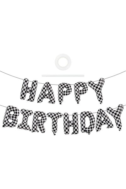 TONIFUL Silver Happy Birthday Balloons Banner, 16 Inch Mylar Foil Letters Sig...