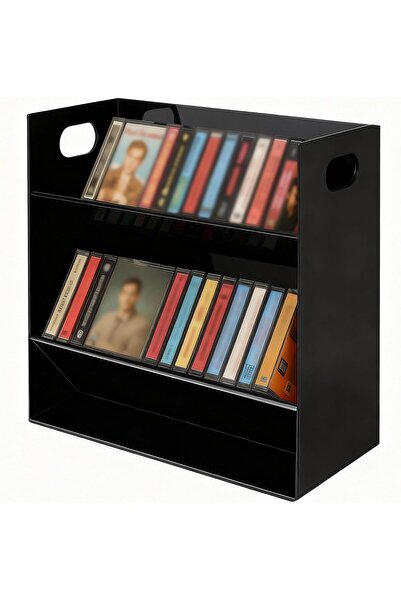Generic Kathfly Clear Acrylic Cassette Tape Holder Modern 2 Tier Retro Audio ...
