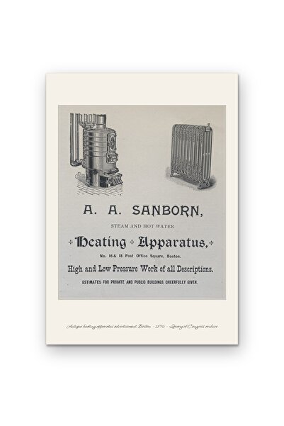 OEM Poster Carton 250g A4, Reclama Antica Aparat Incalzire Boston 1896, Arhiv...