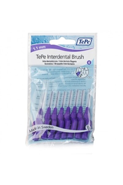 TePe Set de 8 periuțe interdentare de 1,1 mm, violet, cu mâner ergonomic și c...