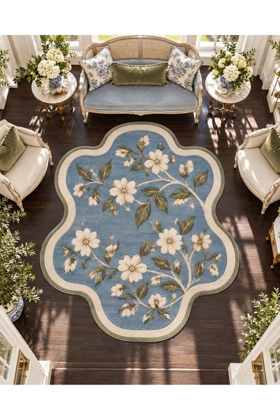Rugs Modern Halı سجادة زخرفية ذات إطار متموج ونمط زهور وقاعدة منسوجة حديثة من...