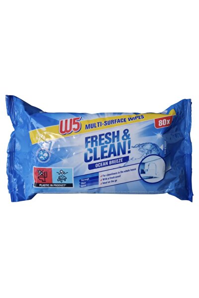 W5 Șervețele umede Fresh Clean pentru multiple suprafețe, 6 pachete x 80, 480...