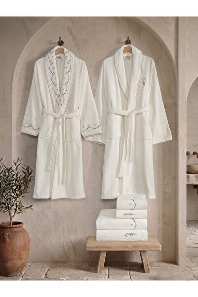 Dantela Grace 6-Piece Embroidered Cotton Bathrobe Set