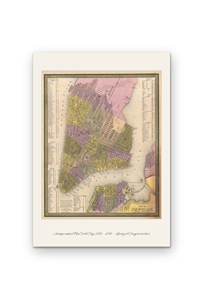 OEM Poster Carton 250g A4, Harta Veche Originala New York City 1850