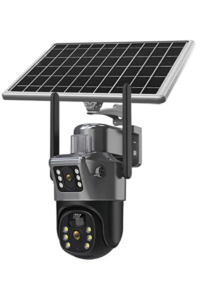 Tai Cameră de supraveghere V380 8MP cu panou solar, cu detecție PIR, lentile ...