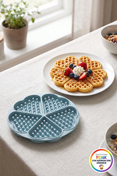 Vivenda Heart Patterned Silicone Waffle Mold with 5 Compartments, Non-Stick, ...