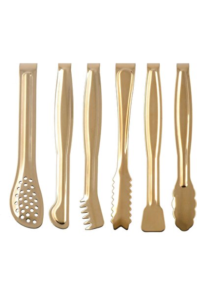 Generic Gold Plated Mini Serving Tongs Set 6-Inch Appetizers Tongs Stainless ...