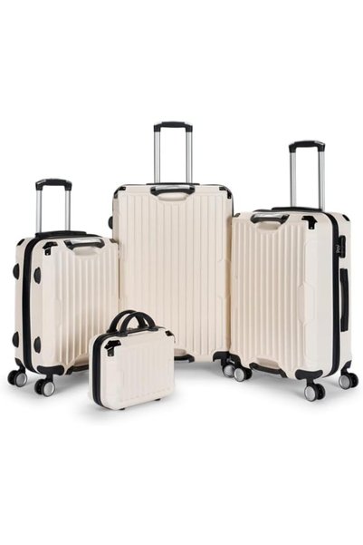 Generic Luggage Trolley Bags Set of 4 Hardened ABS Material Beige/Black Set o...