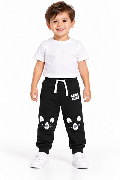 Mışıl Kids 21510-26 Boy's Rabbit Printed Elastic Waist and Cuff Jogger Sweatp...