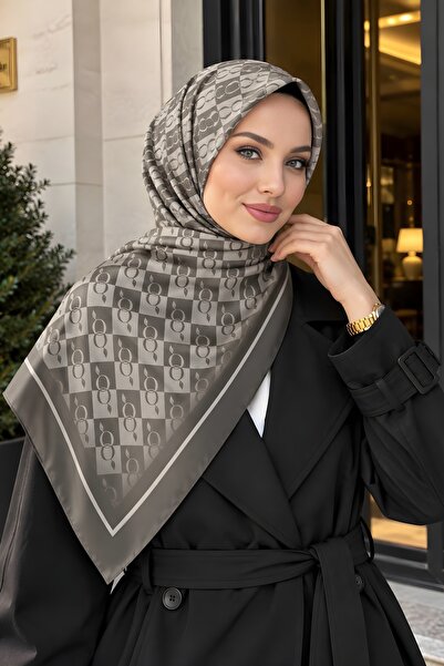 İmajButik شال ناعم منقوش باللون الرمادي