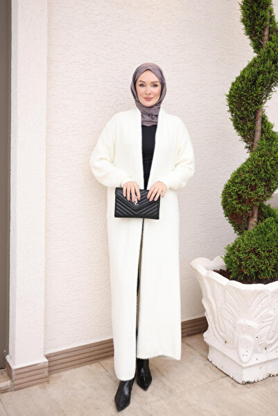 İmajButik كارديجان تريكو طويل ناعم من أنجورا كريمي